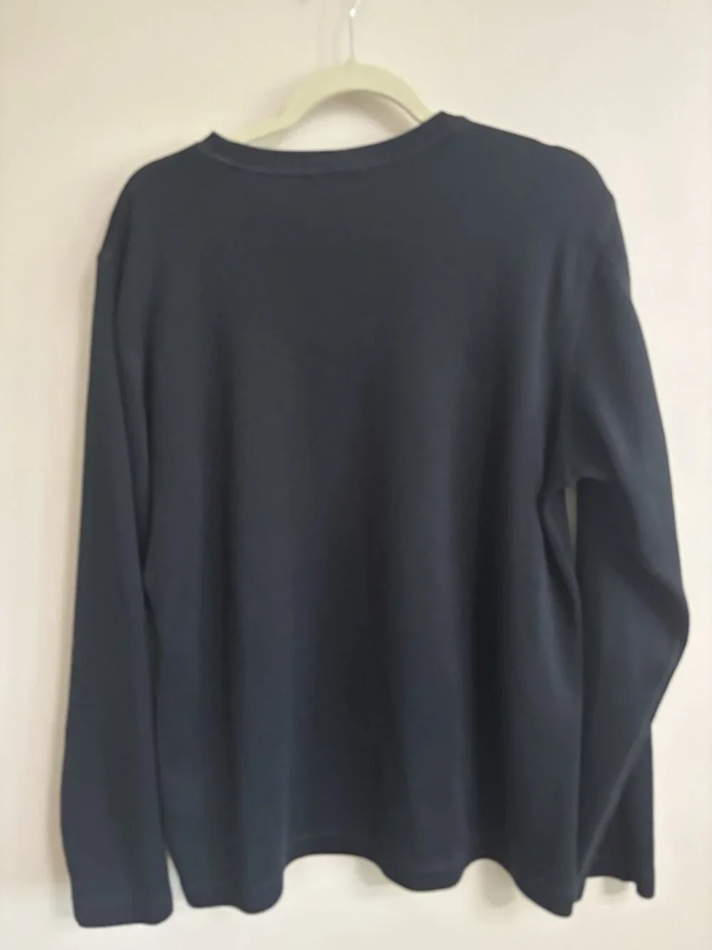 Banana Republic Y2k Thermal Shirt Mens Sz L Henley Knit Pullover Black Crew Neck